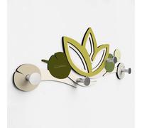 Giallobus - Patère murale 4Me - 10 - Lotus flower - Bois MDF + Aluminium - 60L x 25l cm - 02 - M - 4 crochets porte-manteau mural aluminium et bois