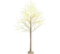 GIANTEX 180 CM Arbre de Noël Bouleau Lumineux avec 96 LED, Lumière Blanc Chaud Arbre Noël Artificiel, Décoration de Fêtes, Blanc