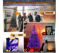 GIANTEX 183CM Sapin d’Halloween Artificiel avec 250 Lampes/Ornements LED,791 Embouts de Branches en PVC,Structure d’Arbre