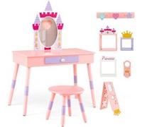 Giantex 2 en 1 Coiffeuse Enfants sur Thème du Château avec Tabouret G
