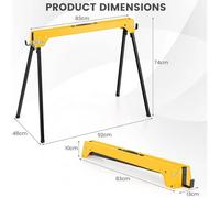 GIANTEX 2 Tréteaux Pliants Tréteaux Métalliques Portables avec Poignée et Bras de Support 2x4 Détachables Charge 600