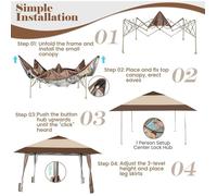 GIANTEX 3,9x3,9M Tonnelle Pliante de Double Toit,Gazebo Barnum Pliable Hauteur Réglable à 3 Niveaux,Idéal pour Festival-Fête,Marro