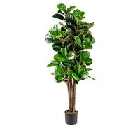 Giantex Arbre artificiel de 150 cm, fausse plante avec 180 feuilles réalistes, pot de ciment et de mousse, plante artificielle en pot pour maison, bureau, décoration de jardin