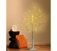 GIANTEX Arbre Lumineux à LED pour Noël, Arbre de Bouleau 180 cm/120 cm, Petit Arbre avec 96/48 LED Blanches Chaudes, Arbre Lumineux pour Décoration de Noël en Intérieur (120 cm)