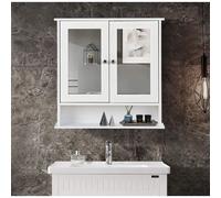 GIANTEX Armoire Miroir Murale de Salle de Bain avec 2 Portes et 3 Étagères, Armoire de Toillette Suspendu,Blanc,L56 x P13 x H58CM