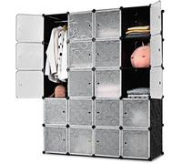 GIANTEX Armoire Penderie Modulaire 20 Cubes avec Portes,Meuble de Rangement Organisateur en PP,pour Vêtement,Chaussures,Jouets