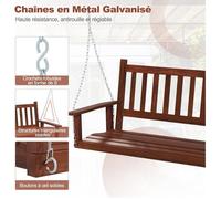 GIANTEX Balancelle Jardin 3 Places Charge 360KG-Chaise Hamac Suspnedue 168x65x63CM avec Chaînes de Suspension Ajustables Marron
