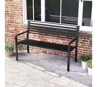 GIANTEX Banc de jardin en métal, banc d'extérieur à lattes pour 2 à 3 personnes avec accoudoirs et dossier, assise robuste, style minimaliste moderne pour patio, cour, piscine, véranda, capacité 300