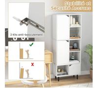GIANTEX Bibliothèque 30x60x96,5CM-2 Armoires Modulables et Empilables-Etagères Réglables-2 Kits Anti-basculement Blanc