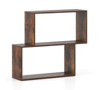 GIANTEX Bibliothèque à 2 Cubes, Espace de Rangement Ouverte, Etagere Bibliotheque Moderne à 3 Niveaux, Coussinet Antidérapant, pour Salon, Chambre à Coucher, Bureau, 80 x 22 x 70 cm, Marron