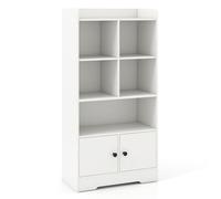 Giantex Bibliothèque à 5 étagères, étagère avec 5 cubes ouverts et armoire à 2 portes, bibliothèque autoportante avec kit anti-basculement pour salon, chambre à coucher et bureau, 60 x 29,5 x 120 cm