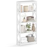 GIANTEX Bibliothèque à 5 Niveaux, Bibliotheque Livre avec Kit Anti-Basculement, Etagere Livre Style Moderne, Meuble de Rangement pour Bureau, Salon, Chambre, Salle d'Étude, 70 x 30 x 155 cm, Blanc