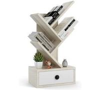 Giantex Bibliothèque à 5 Niveaux en Forme d’Arbre avec Tiroir pour CD et Livres, Beige Beige G