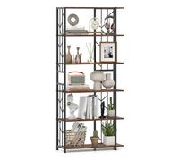 GIANTEX Bibliothèque à 6 Niveaux- Style Industriel- Cadre en Métal- Étagère de Rangement pour Salon, Cuisine, Bureau- 80x31x180 cm