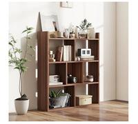 GIANTEX Bibliothèque à 7 Cubes - Patins Antidérapants - 80x20x90cm - Dispositifs Anti-Basculement - Salon, Cuisine - Noyer