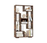 GIANTEX Bibliotheque avec Effet Bois, 9 Compartiments Ouvert, Large Base Robuste, Etagere Bibliotheque, 2 Dispositifs Anti-Basculement, Meuble Case pour Salon, Bureau, 70 x 20 x 120 cm, Marron
