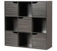 Giantex Bibliothèque de Rangement, Cube de Rangement 4 Ouvert et 5 Fermé, Idéal pour Salon, Chambre, Entrée Etc. 90 x 29 x 90 cm, Gris Foncé Gris foncé G