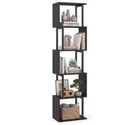 GIANTEX Bibliotheque en Forme de S, Bibliotheque Etagere Rangement à 5 Niveaux, Structure en Métal, Kits Anti-Basculement, 38 x 23 x 147 cm, Etagere Salon pour Chambre, Bureau à Domicile, Noir