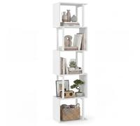 GIANTEX Bibliotheque en Forme de S, Bibliotheque Etagere Rangement à 5 Niveaux, Structure en Métal, Kits Anti-Basculement, 38 x 23 x 147 cm, Etagere Salon pour Chambre, Bureau à Domicile, Blanc