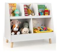 Giantex Bibliothèque Enfant à 2 Niveaux avec 5 Cubes pour Salle de Jeux, 80x35x71 CM Blanc G
