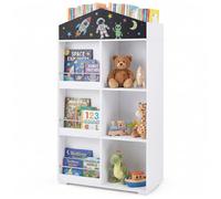 GIANTEX Bibliotheque Enfant avec Tableau Noir 3 Niveaux Meuble de Rangement Jouets Étagère à Livres 64 x 30 x 116 5 cm
