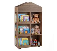 GIANTEX Bibliothèque Enfant Bois Meuble de Rangement avec Compartiments Ouverts Anti-Basculement 64x30x116 cm Naturel