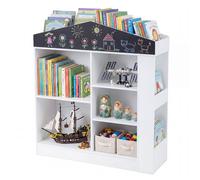 GIANTEX Bibliothèque Enfant en Forme de Maison avec Étagères Tableau Noir Compartiments Baffles Anti-chute 3 Ans+