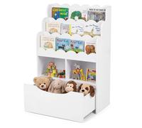 GIANTEX Bibliothèque Enfant-Tiroir sur Roulettes-Étagère Livre et Compartiments-Meuble Rangement Tout-petits-60 x 30 x 91 cm