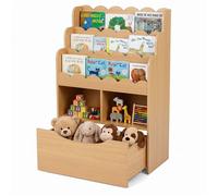 GIANTEX Bibliothèque Enfant-Tiroir sur Roulettes-Étagère Livre et Compartiments-Organisateur de Jouets Tout-petits-60 x 30 x 91 cm