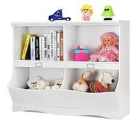 Giantex Bibliothèque Enfants avec 4 Compartiments pour Rangement, 105,5 x 39,5 x 84 cm Blanc G