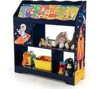 Giantex Bibliothèque Enfants en Bois 3 en 1 avec 5 Compartiments, 93 x 30 x 100 cm, Bleu Bleu foncé G