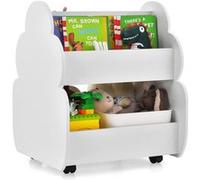 Giantex Bibliothèque Enfants en Bois, 4 Roues Universelles, 3 Ans+ (Blanc) Blanc G