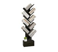 GIANTEX Bibliothèque Étagère Arbre à 9 Niveaux avec Tiroir, Étagère Livre en Bois avec Dispositif Anti-basculement, Range CD, Album, Meuble Livres pour Salon, Bureau 38 x 21,5 x 149,5 cm (Noire)