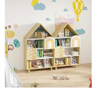 GIANTEX Bibliothèque Étagère pour Enfants à 4 Niveaux Motif Magnifique avec Nuages et Arc-en-ciel en Forme de Maison 60x29x101cm