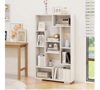 GIANTEX Bibliothèque Géométrique à 9 Compartiments - Étagère de Rangement Moderne pour Salon, Chambre, Bureau - 70x20x120cm - Blanc