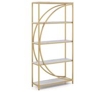 GIANTEX Bibliothèque Indépendante avec 5 Étagères Ouvertes, Structure Métallique Robuste, Etagere Bibliotheque Industrielle, Design en Forme de Demi-Lune pour Maison, Bureau, 86 x 30 x 175 cm (Blanc)