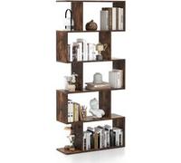 Giantex Bibliothèque Industrielle en Forme S, Étagère à 5 Niveaux, 70x23,5x158 cm, Marron G