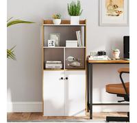 GIANTEX Bibliothèque Moderne- 2 Étagères Ouvertes- 2 Compartiments- Armoire de Rangement à Portes- Chambre,Salon,Bureau-