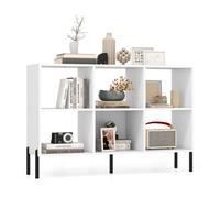 GIANTEX Bibliothèque Ouverte à 2 Niveaux 6 Cases,Pieds en Métal Surélevés,Etagères Réglables à 5 Positions,Blanc