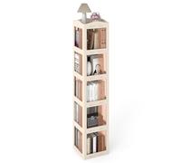 GIANTEX Bibliotheque Rotative à 360°, Étagère d'angle Tournante à 5 Niveaux avec Panneaux Translucides, Montage Facile, pour Petits Espaces, Bureau à Domicile, Chambre et Salon (Blanc,5 Niveaux)