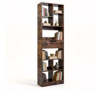 GIANTEX Bibliotheque Style Industriel Design, Etagere Bibliotheque à 10 Compartiments Ouverts et 1 Tiroir, Meuble de Rangement Géométrique pour Chambre Salon Bureau, 50 x 24 x 180 cm