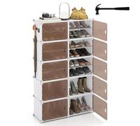 GIANTEX Boite Rangement Chaussures en Plastique à 10 Cubes, Crochets Latéral; Meuble Chaussure Empilable pour 40 Paires, Panneaux Amovibles, Portes Transparentes, pour Chambre, Entrée (10 Boîtes)
