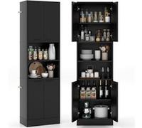 Giantex Buffet Cuisine, Meuble de Cuisine Rangement, 2 Placard Rangement, (Noir) Noir G