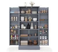 GIANTEX Buffet de Cuisine- 2 Portes et 17 Étagères dont 6 Réglables- Meuble de Rangement- 60 x 40 x 120 cm- Style Scandinave- Gris