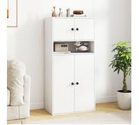 GIANTEX Buffet de Cuisine Moderne-Étagères Réglables-2 Armoires à 2 Portes-Compartiment Ouvert-Bibliothèque-54x30x111cm-Blanc