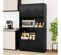 GIANTEX Buffet de Cuisine Moderne-Station de Charge-Armoire de Rangement Haute à porte-2 Compartiments Ouvert-100x40x180 cm-Noir