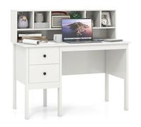 GIANTEX Bureau avec Ports de Chargement USB, Table d'ordinateur 120 cm avec tiroirs et 5 cabines, Table d'étude, Table de Travail pour Bureau, Chambre à Coucher, Blanc