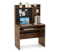 Giantex Bureau avec Rangement avec Tableau d'Affichage Magnétique, Table de Bureau avec Étagères de Rangement, Plateau pour Clavier, Table Ordinateur Moderne pour Étudiant, Marron