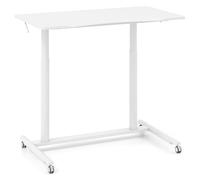 GIANTEX Bureau debout mobile réglable en hauteur avec roues verrouillables et cadre en métal - Bureau à roulettes pour ordinateur portable - Table d'appoint en forme de C pour bureau à domicile