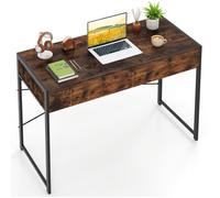 GIANTEX Bureau d'Ordinateur- 2 Tiroirs - Cadre en Métal - 2 Kits Anti-Bascule - 111 x 48 x 76 cm - Style Industriel - Salon